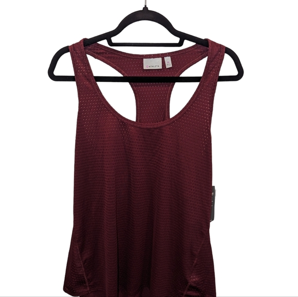 Athleta Women's Mesh Tank Top Racerback Chi Dot Maroon Burgundy Size XL - Picture 2 of 12